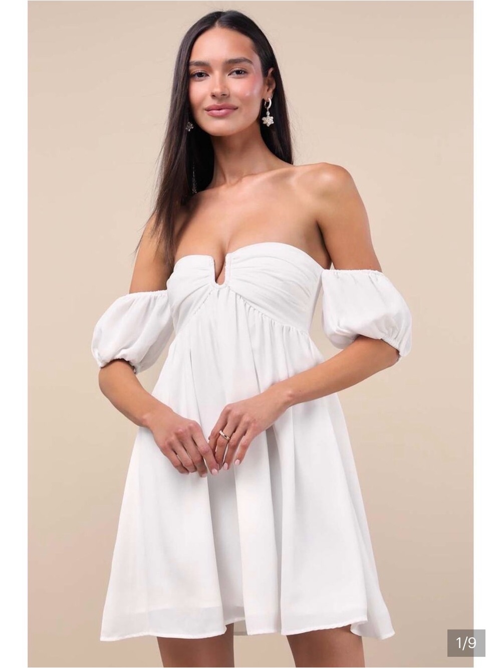 Lulu's White Off-Shoulder Puff Sleeve Mini Dress